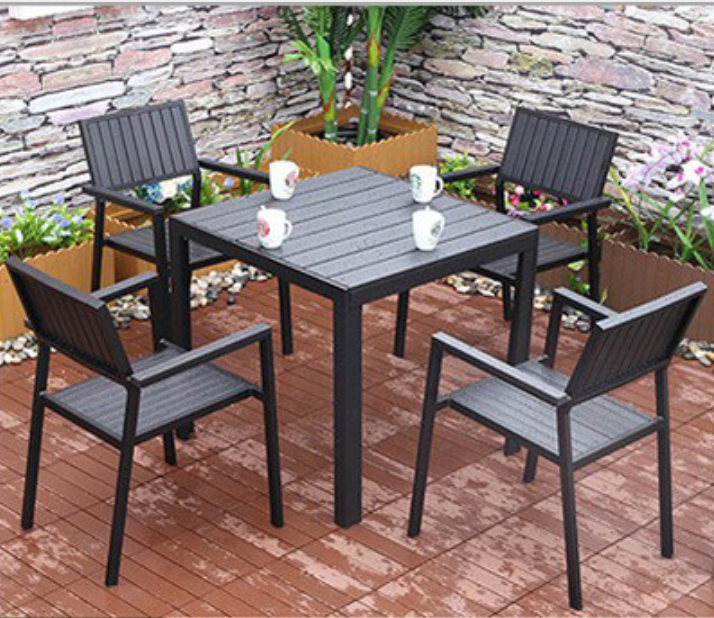 Aluminium Wood Dining Table Set HK Outdoor Furniture